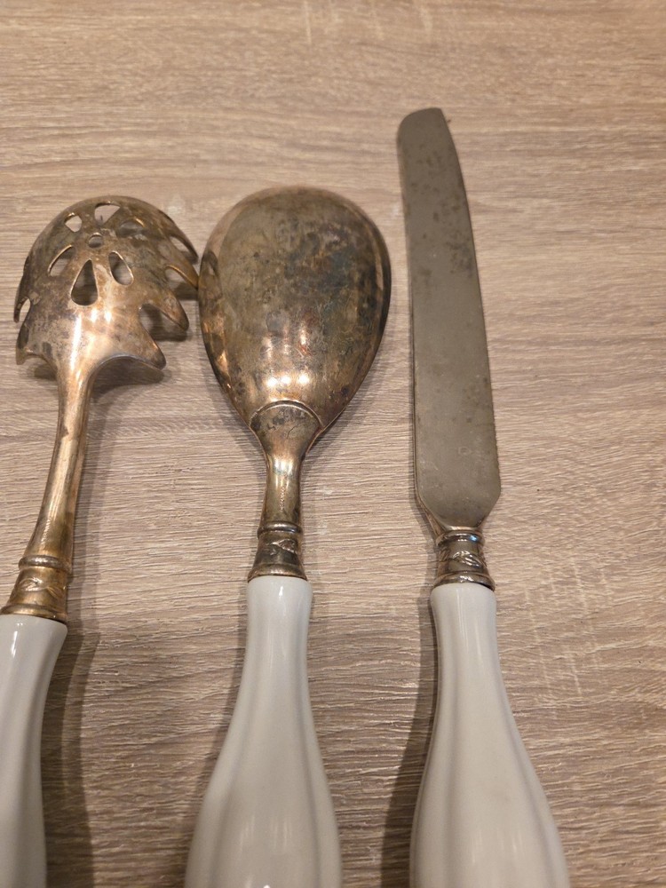 Godinger Vintage Hostess 5 pc Serving set-Silver Plated with Porcelain Handles