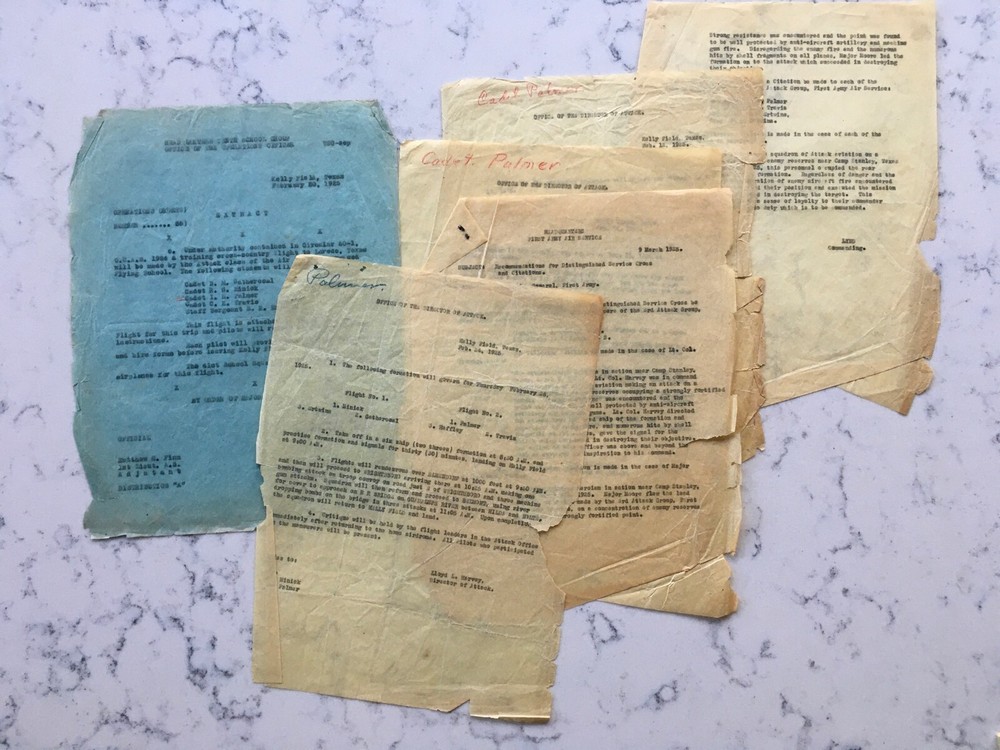 ANTIQUE 1920'S ARMY AIR SERVICE FLYING SCHOOL KELLY FIELD TEXAS DOCUMENTS PILOT