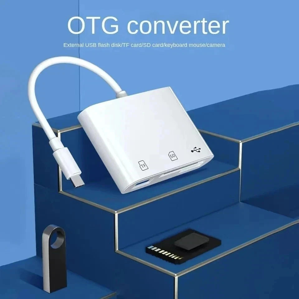 3 In 1 Adapter Type-C, Tf, Cf, Sd, Memory Card Reader, Recorder, Compact Flash U