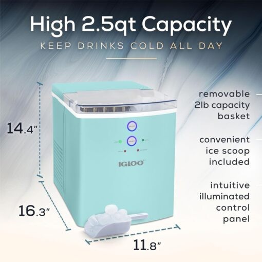 Igloo 33 Lb Automatic Portable Countertop Ice Maker Machine, Aqua