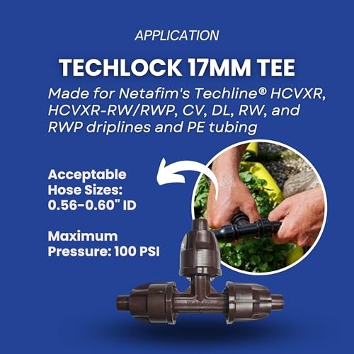 TechLock 17mm Tee – Durable 3-Way Compression Fitting for Drip Irrigation 25