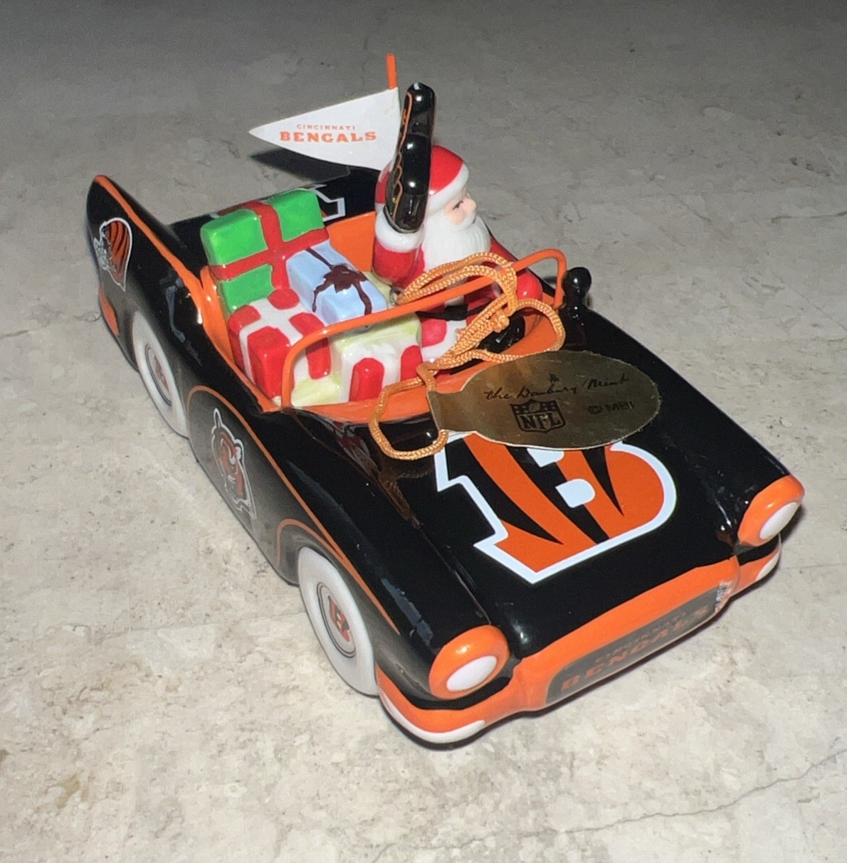 The Danbury Mint Cincinnati Bengals Porcelain Victory Car Christmas Ornament