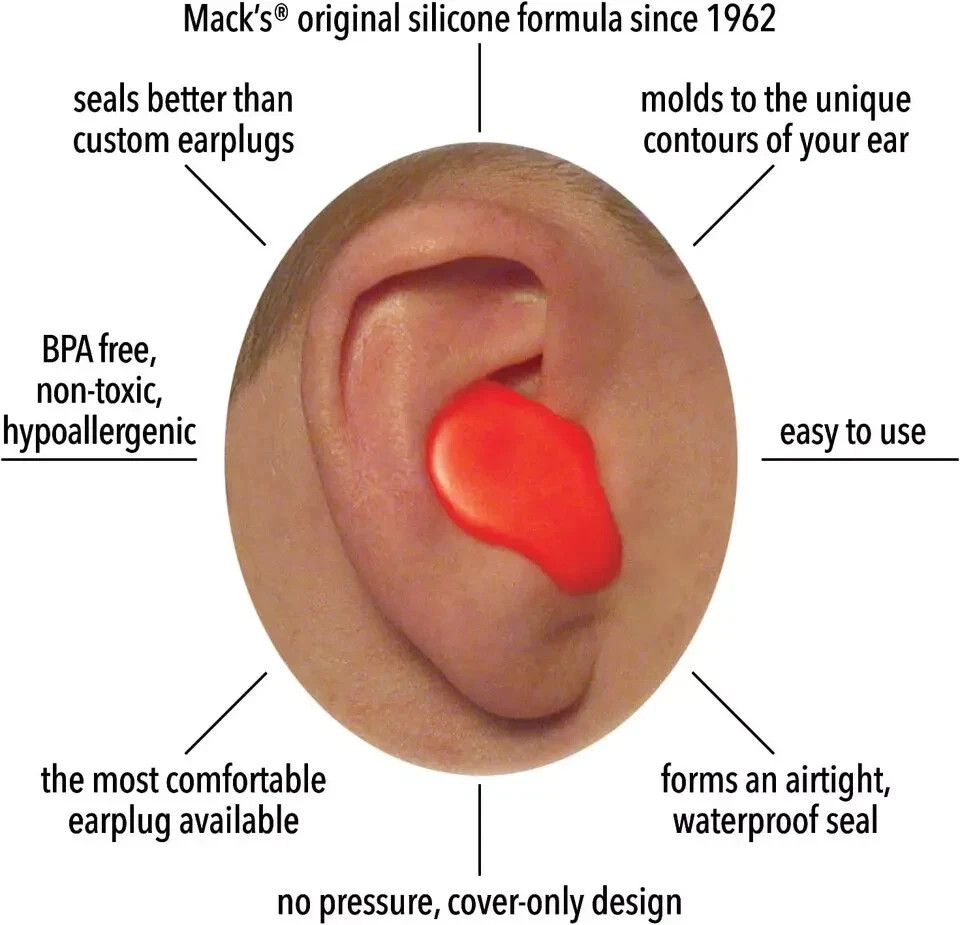 Soft Moldable Silicone Putty Ear Plugs - Kids Size, 6 Pair - Comfortable Small E