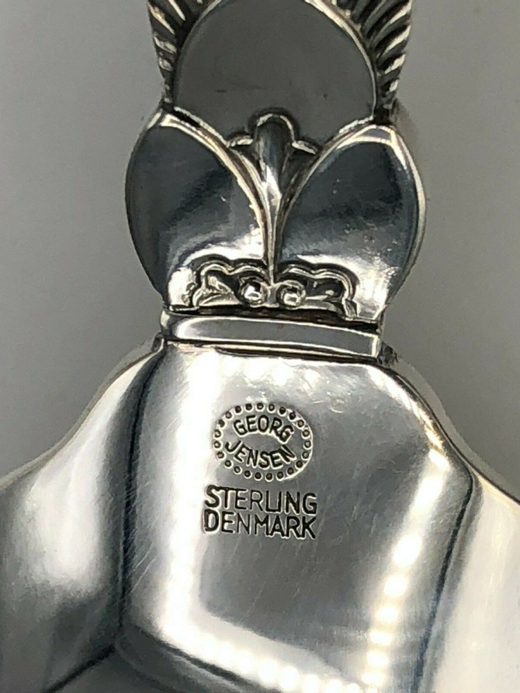 Cactus by George Jensen Sterling Silver egg shaped Serving Spoon 8"