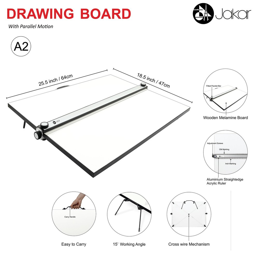 Jakar A2 Drawing Board Multi-function Office drawing board Parallel Motion NEW