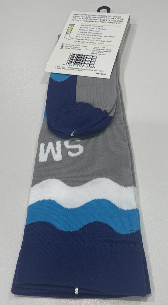 Think Medical- Women's Grey Patterned Compression Socks- Size 6-10