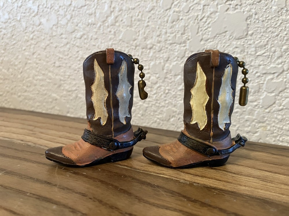 3pc Set 2 Cowboy Boots Ceiling Fan Pulls & Switch Cover