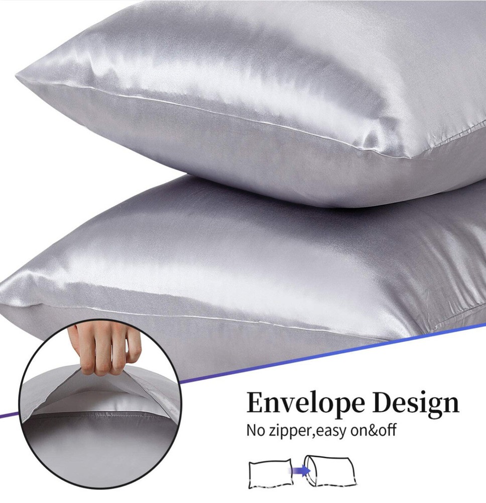 Luxury Silky Satin Sheet Set Bedding Fiited Sheets Soft Pillowcases Solid Color
