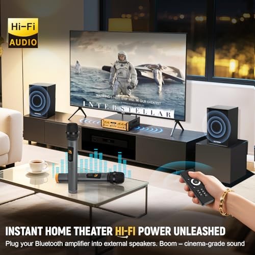 Bluetooth Audio Amplifier - UHF Wireless Microphone - 2.1 Channel - Bluetooth