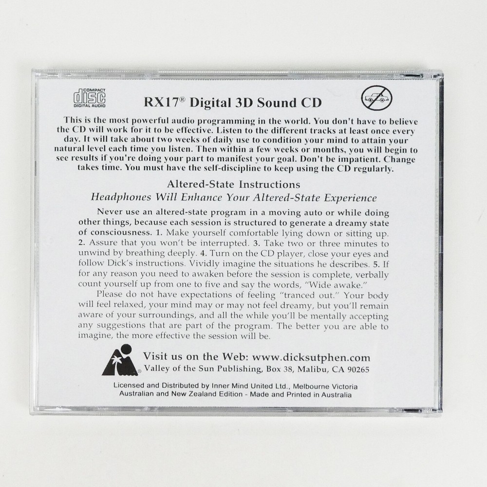 GREAT MEMORY Self Hypnosis CD RECOLLECTION Dick Sutphen Guided Imagery REMEMBER