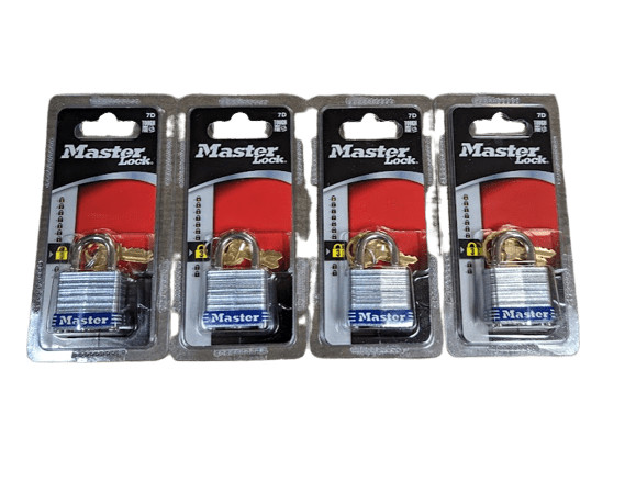 4-PACK Masterlock Outdoor 1-1/8" Wide Laminated Padlock 7D