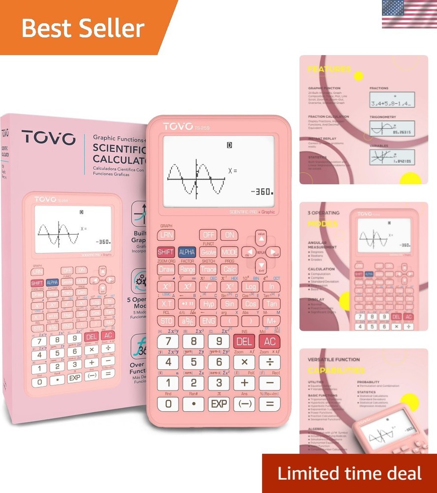 TOVO TS-259 Graphing Calculator | 360 Functions, Large LCD & Intuitive Interface