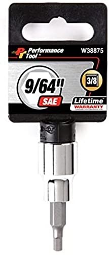 W38875 Hex Bit Socket, 3/8-Inch Drive, 9/64