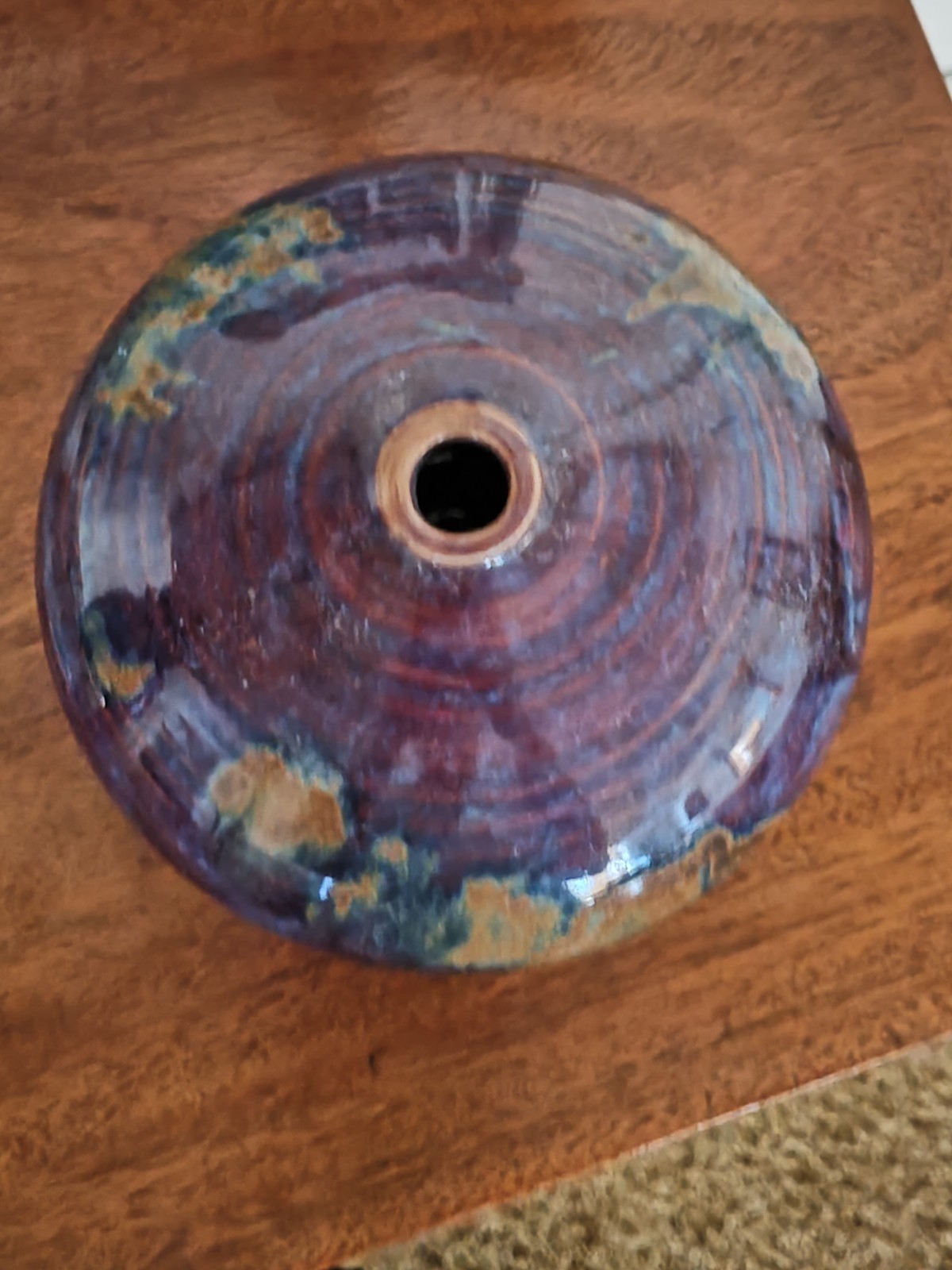 VIVIKA & OTTO HEINO GLOSSY WEED VASE POT PURPLE WITH BROWN & GREEN HUES