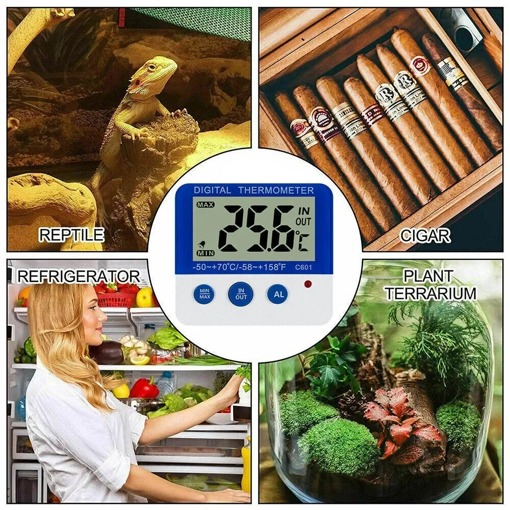 Digital Fridge Freezer Thermometer With Temperature Warning Alarm Max Min ℃/℉