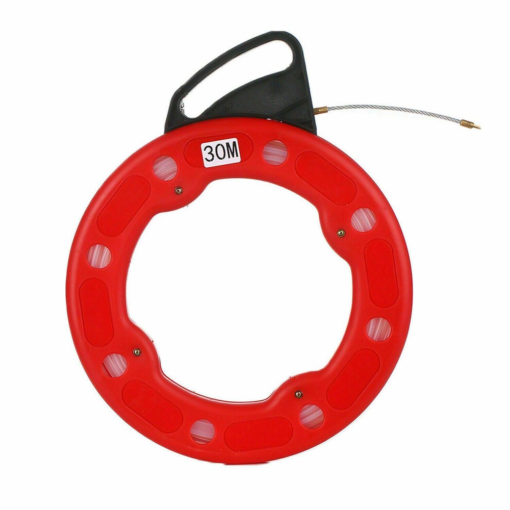 30M Electrical Cable Puller Conductive Puller + Case Fiberglass Fish Tape Reel