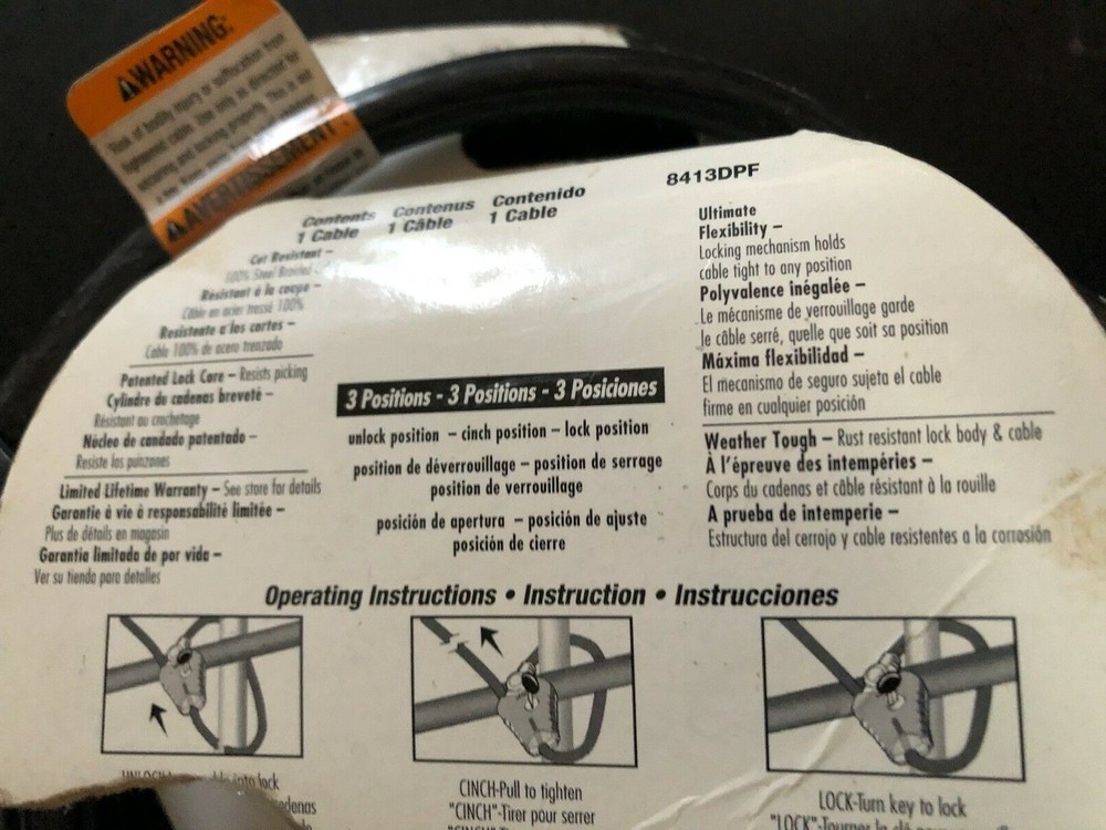 Master Lock 8413DPF 6' Python™ Adjustable Locking Cable NEW