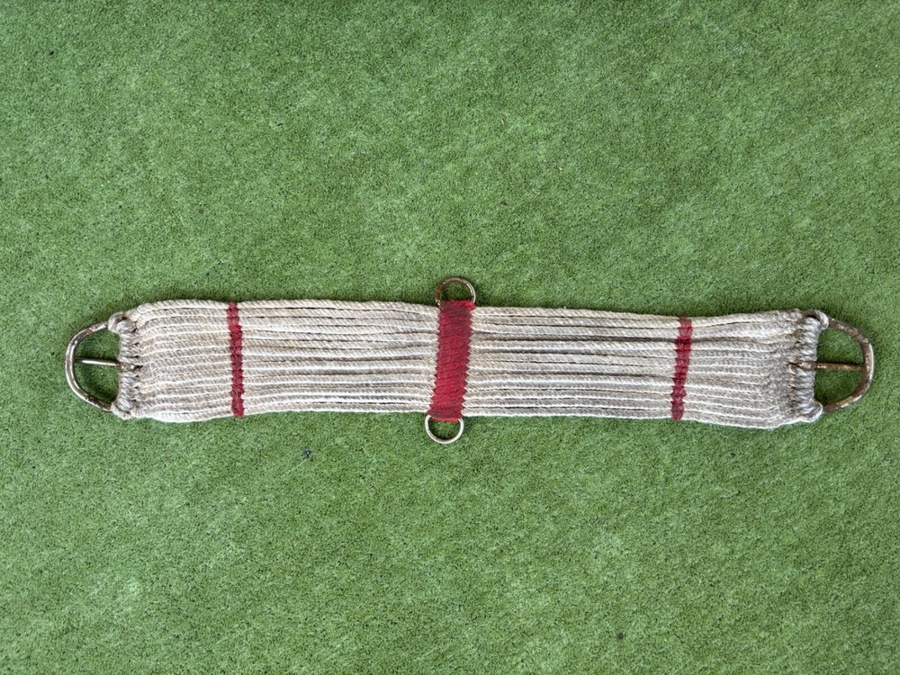 String Western Girth, White with red accents.