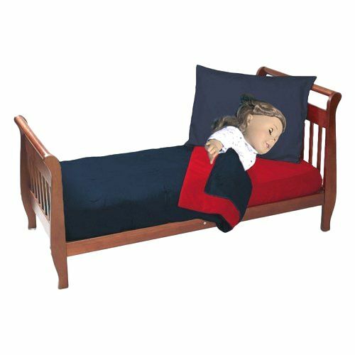bkb Reversible Doll Bedding Set, Red/Navy