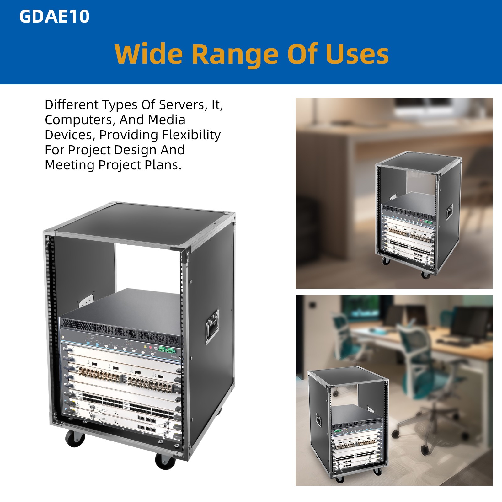 16U Server Rack Open Frame Rolling Network Data Rack 19 inch w/ Casters 4 Post!