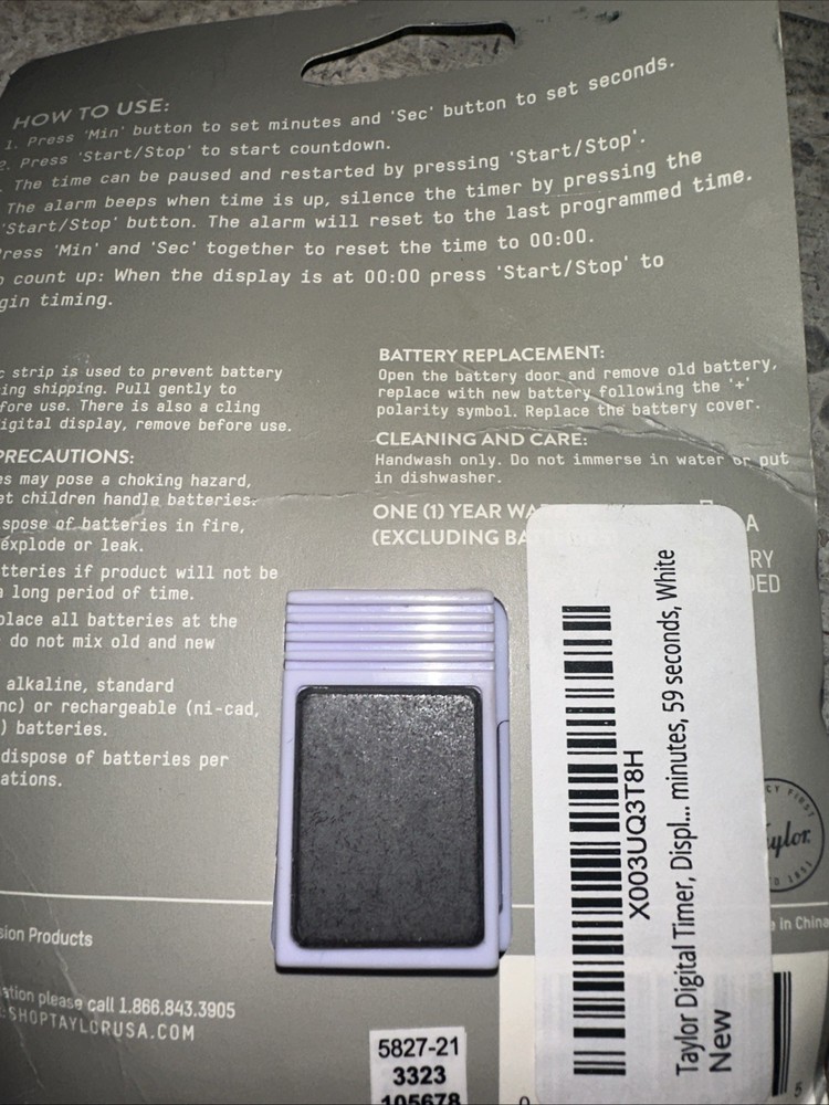 Taylor Multi-Purpose Large Display Digital Kitchen Timer With Magnetic Back Clip