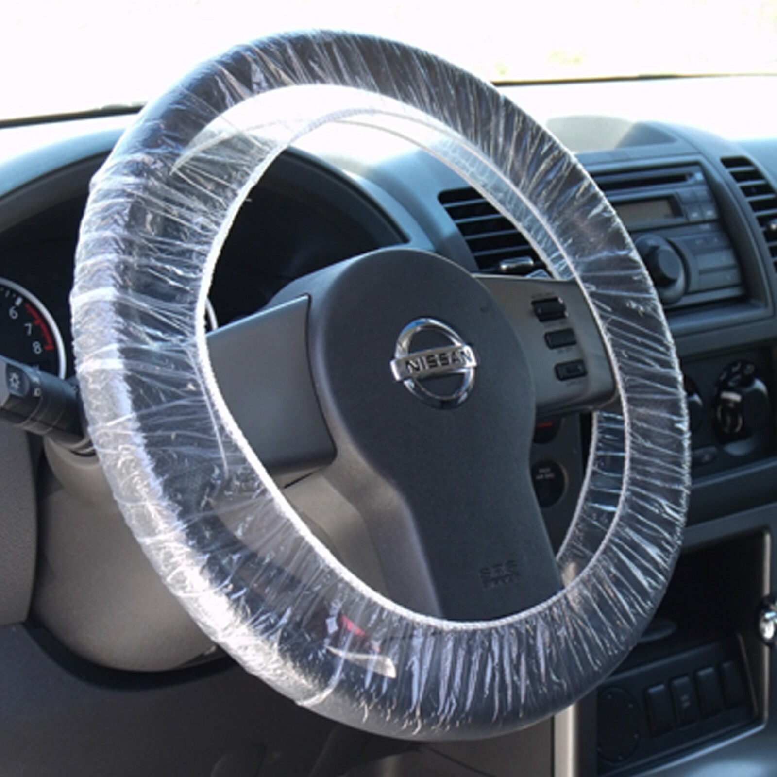 Steering Wheel Cover 100pk Disposable Plastic Dealership Service Shop Bulk Clear