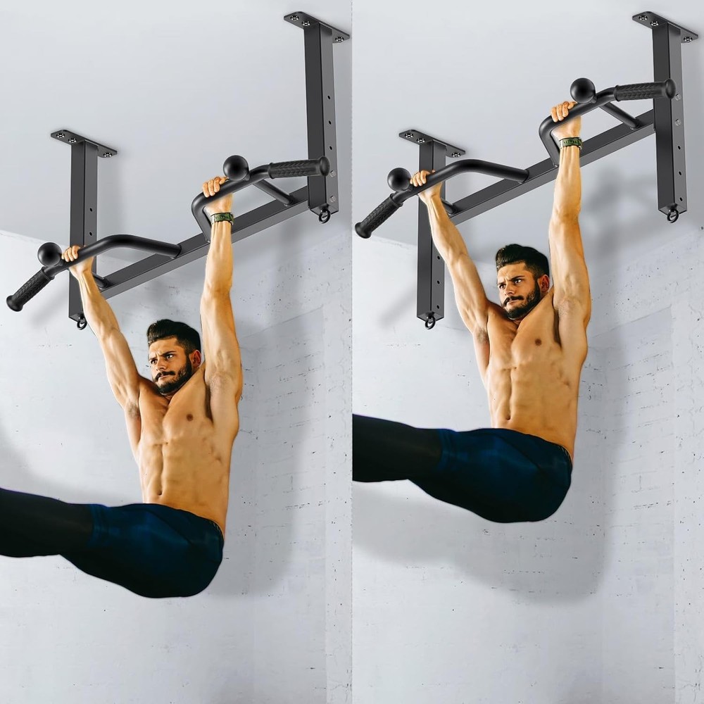 32" Heavy Duty Ceiling Pull Up Bar - Adjustable Home Gym System with Punching