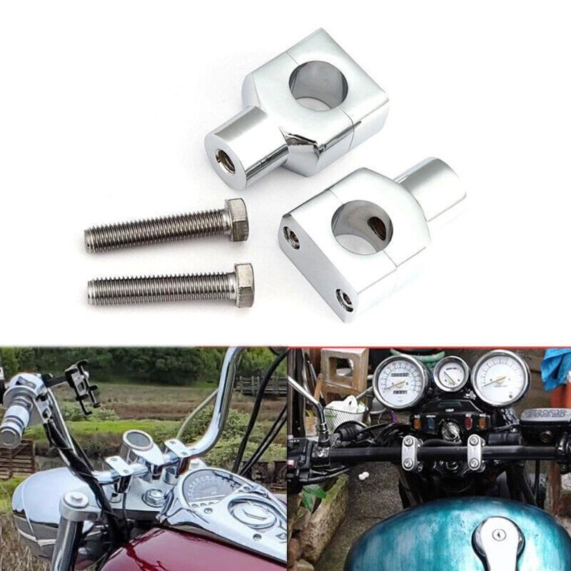 Chrome 1" Handlebar Riser Mount Clamp For Harley Custom Springer Bobber Chopper