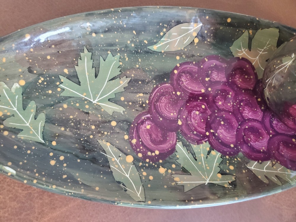 Urban Ware Ceramic Pitcher And Platter/tray Grape Cluster Leaves Glossy EUC