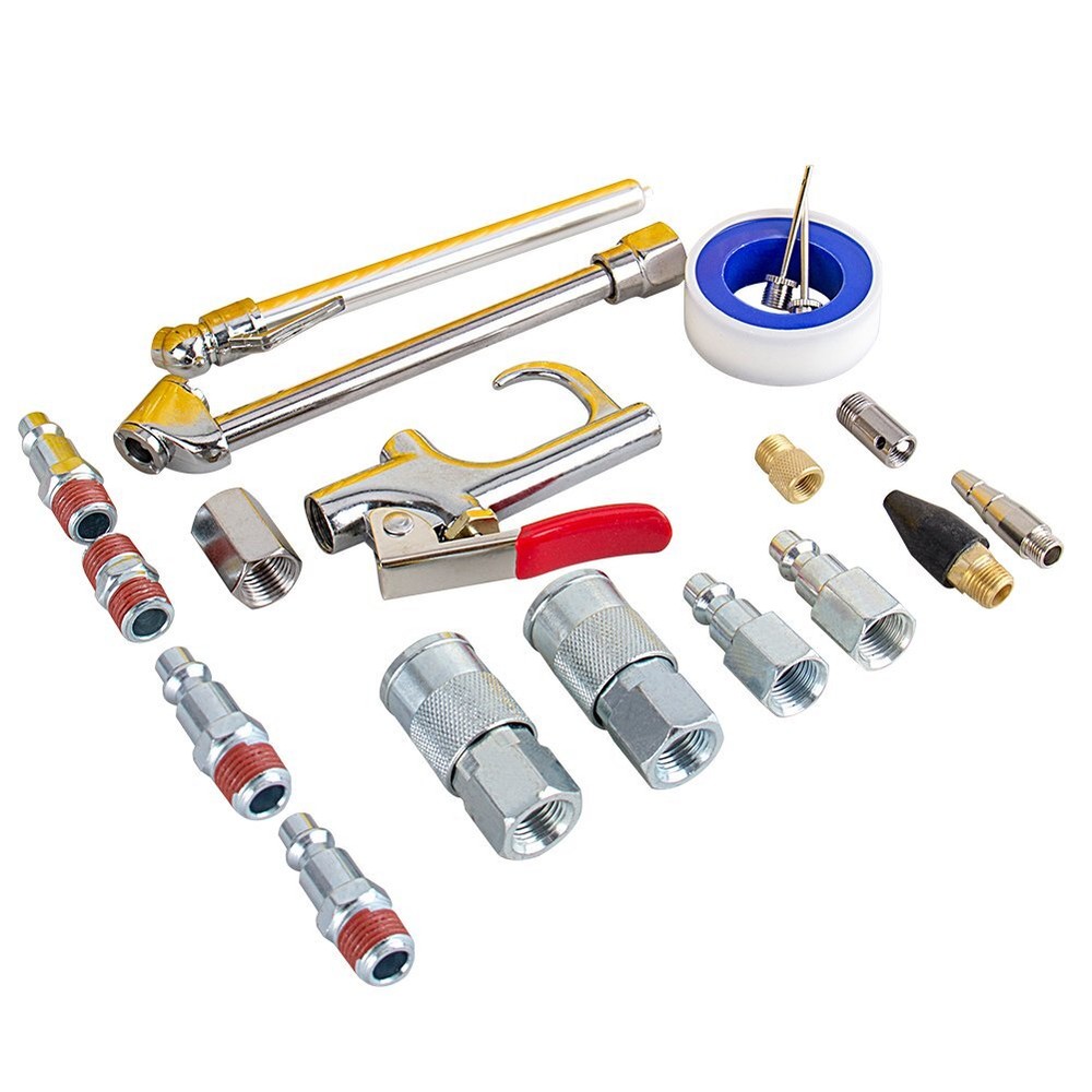 25ft 1/4" Recoil Air Hose Re Coil Spring Ends Pneumatic Compressor Accessory Kit