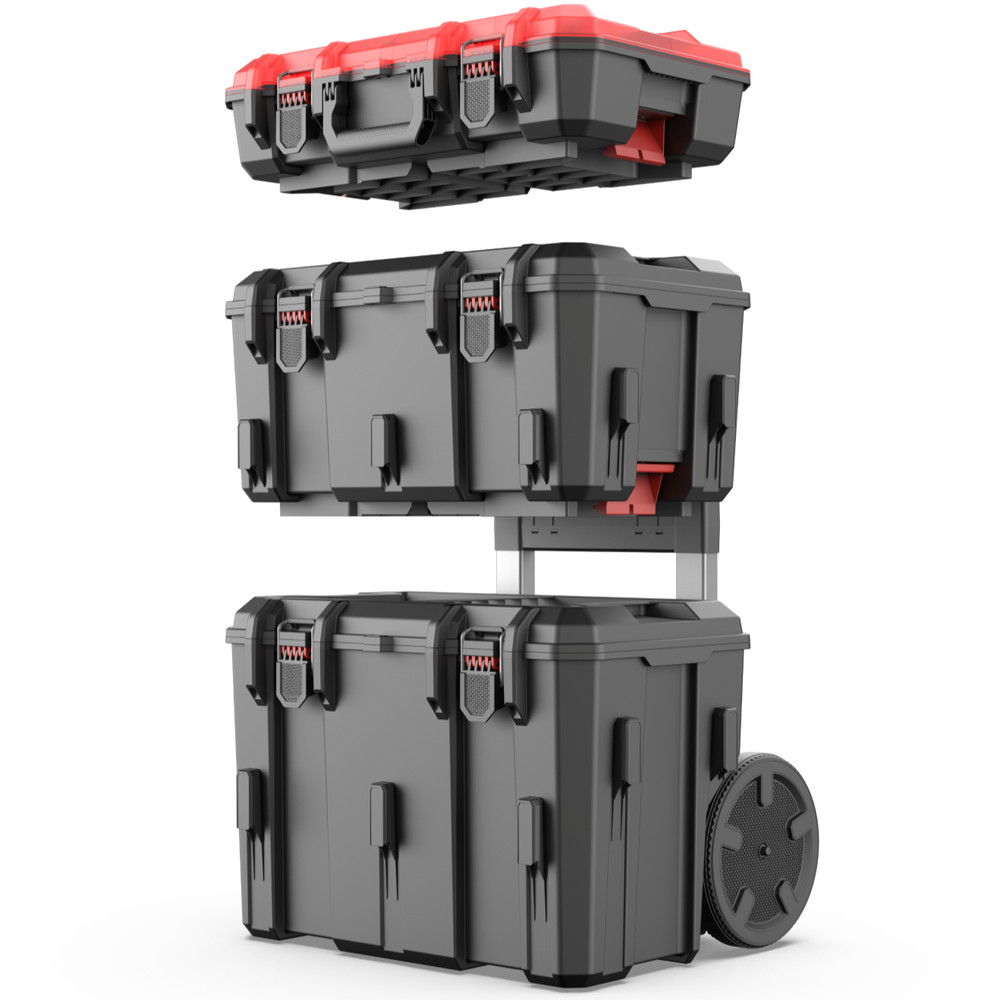 Hyper Tough 3-Pc Heavy Duty Modular Rolling Toolbox System Black