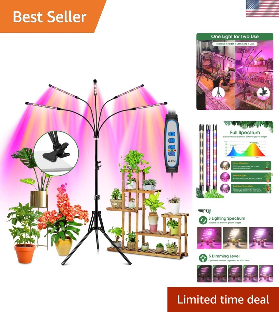Multi-Function Full Spectrum Grow Light with Remote & Adjustable Clip Stand