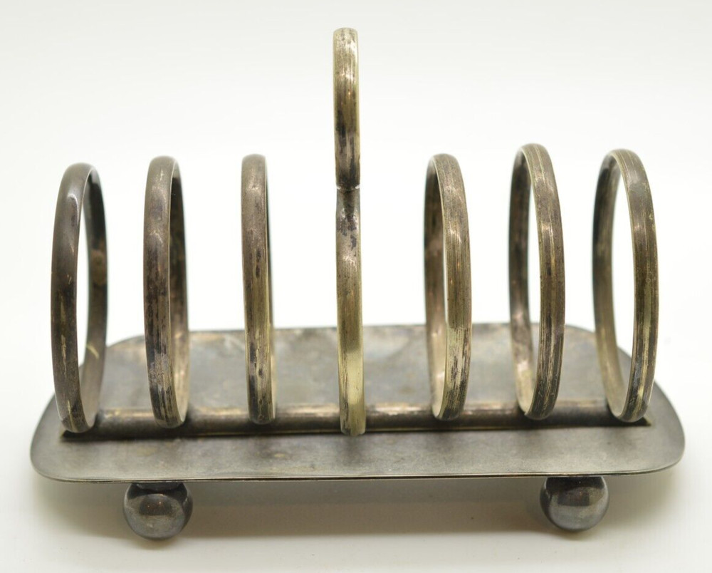 Victorian Robert Pringle Silver Plated Footed Toast Letter Rack Slots Ball Feet