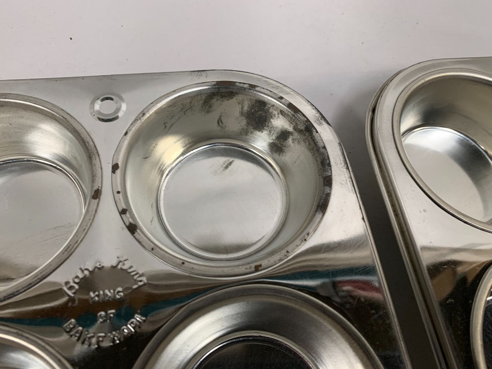 Lot "2" Vintage Bake King Rectangle Muffin Bakeware Pan (B4)