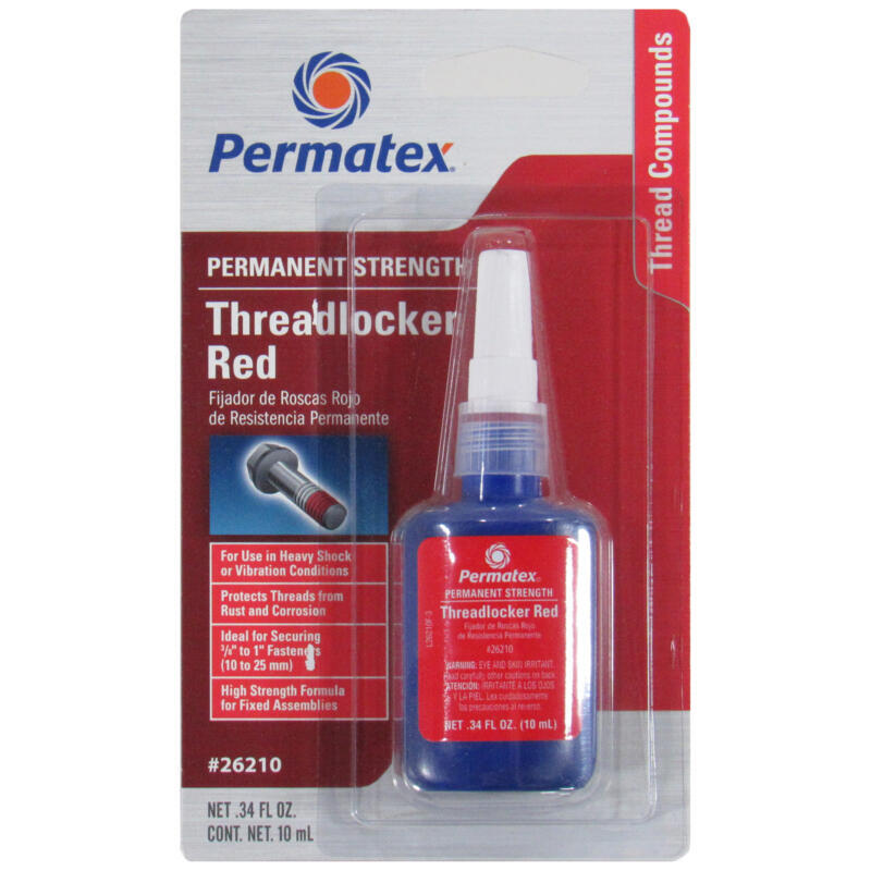 Permatex Thread Locker 26210; High Strength 1.22oz Squeeze Bottle, Red