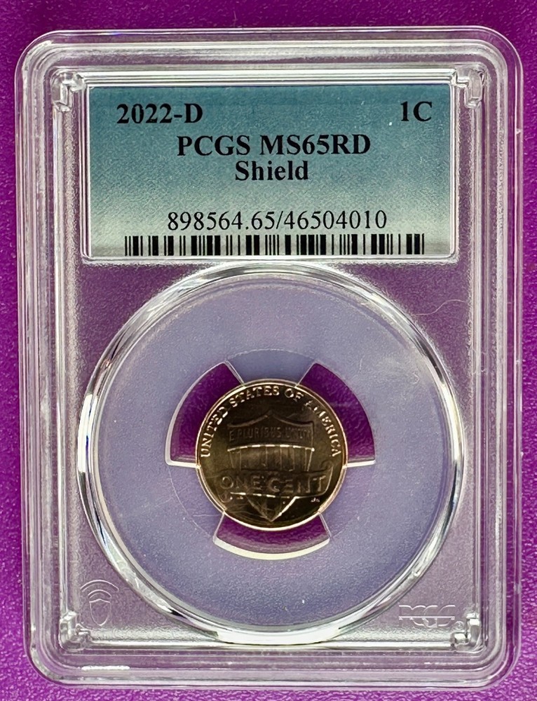 2022 D 1c Lincoln Shield Cent  PCGS MS65RD (010)