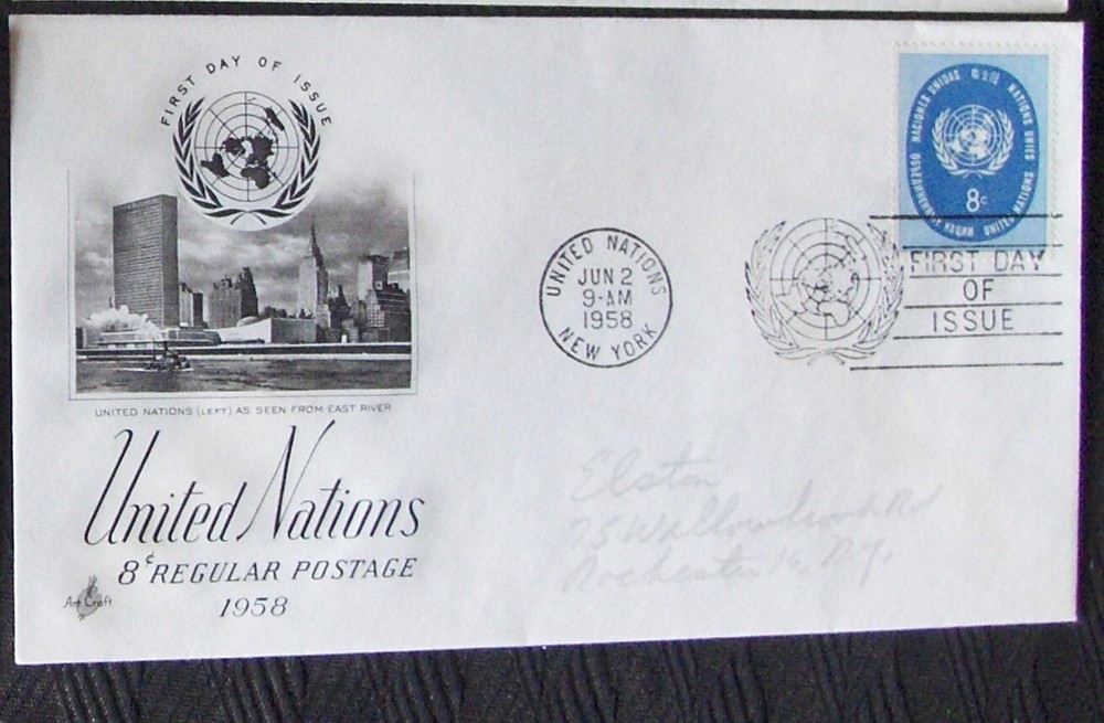 United Nations FDC  8¢ REGULAR POSTAGE, NY 1958.