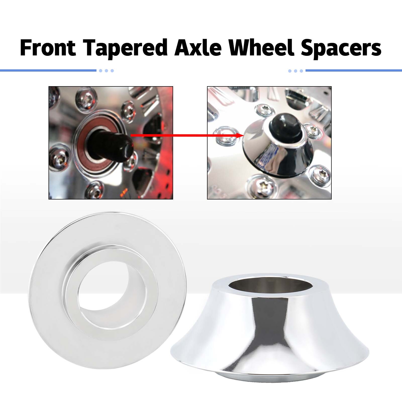 Tapered Front Axle Wheel Spacers For Harley Touring Road King Street Glide 08-23