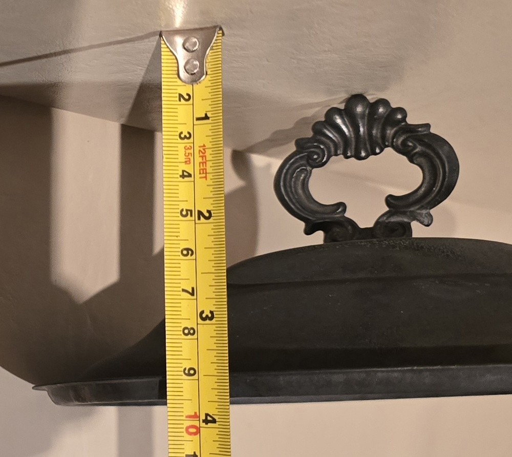 8½" Vintage Silver Plate Lid with Ornate Handle Server Tool