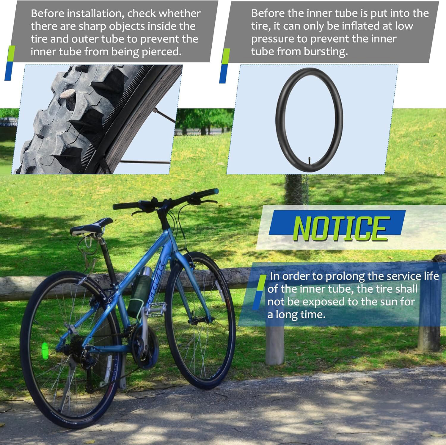 2 Pack 26" Inch Inner Bike Tube 26 x 2.125- 2.35 Bicycle Rubber Tire Interior US