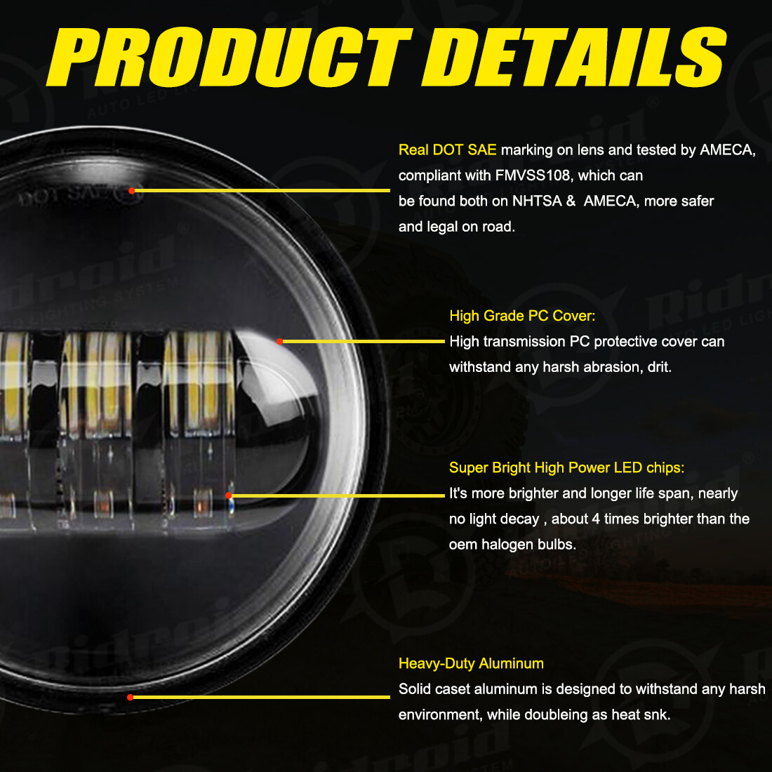 For Harley Ultra Classic Electra Glide FLHTCU 7" LED Headlight Fog Passing Lamp