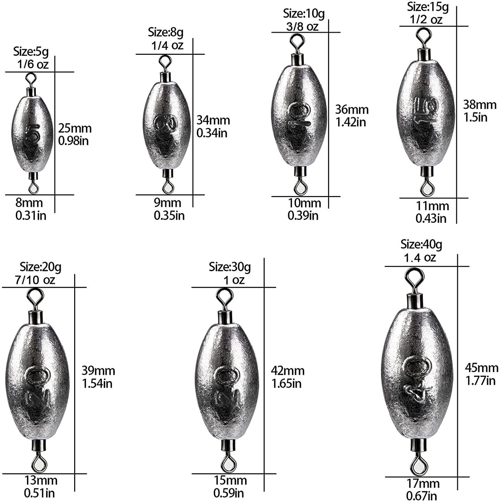 Fishing Weights Inline Weights Trolling Sinkers Swivel Weights Fishing Sinker
