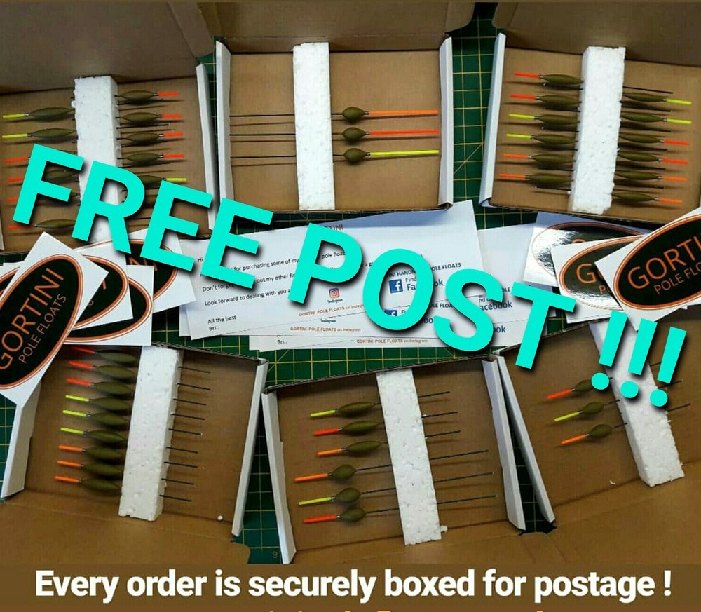 3 no. Handmade GORTINI No. 1 (0.08g) Carbon Chianti 'Solid core tip' pole float