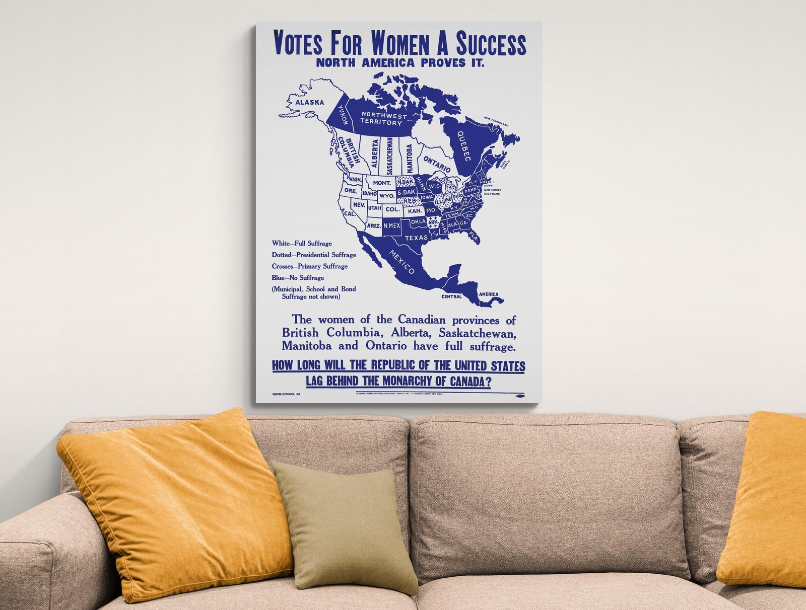 1917 Women’s Suffrage Victory Map – 19th Amendment & Women’s Rights History