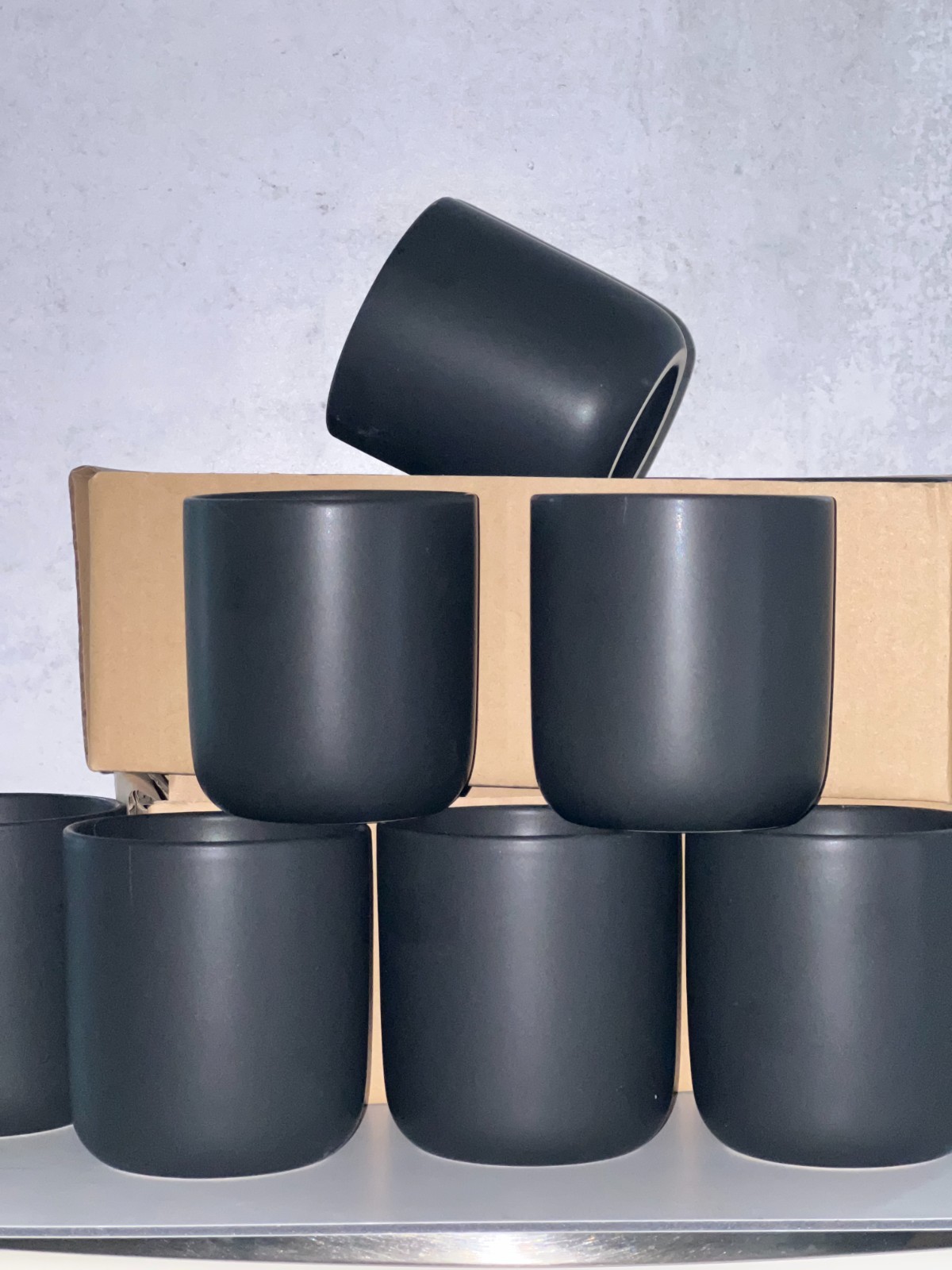 NEW BULK Ceramic Candle Jars - 12 QTY - 13 OZ Black Nordic Candle Making