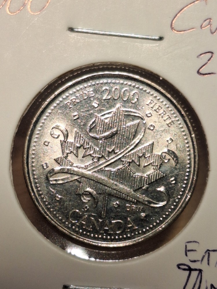 2000 Canada 25 Cents Maple Leaf Entry Into The Third Millennium Special Design