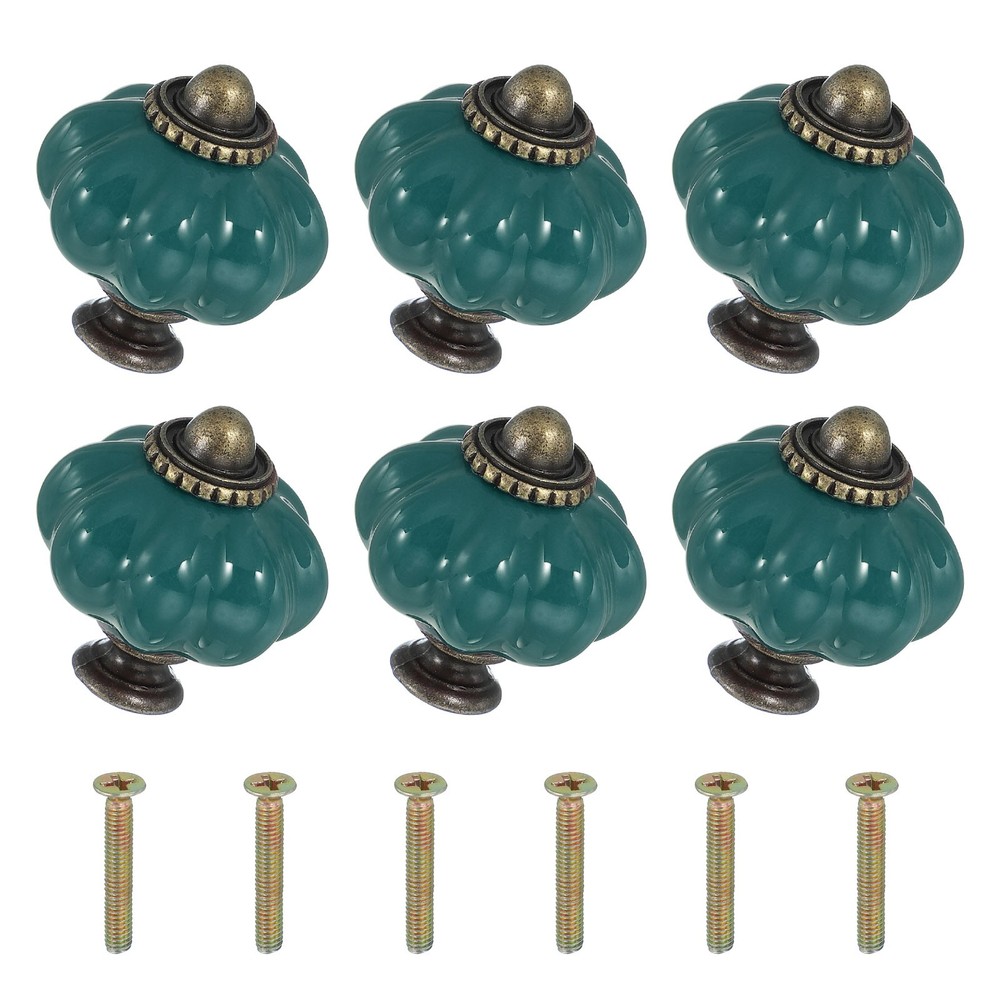 6 Packs Ceramic Knobs, Pumpkin Ceramic Cabinet Drawer Knobs, Navy Blue