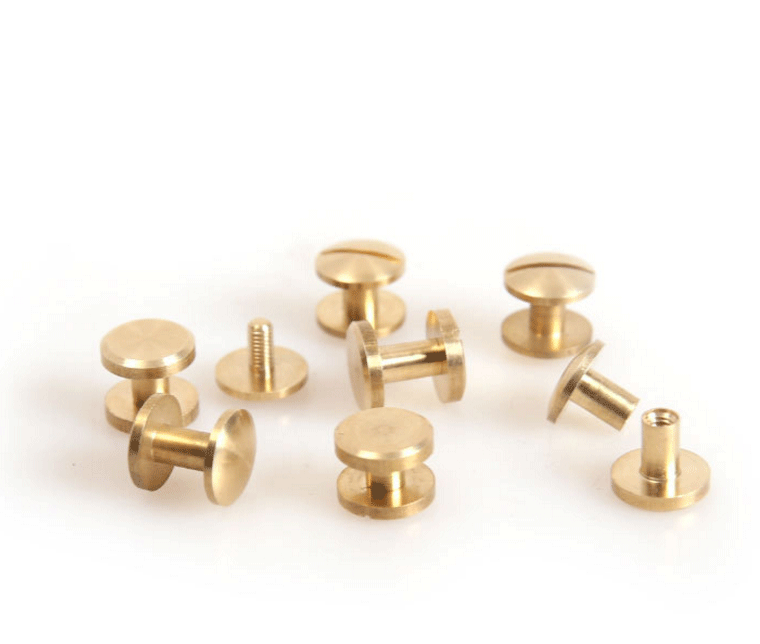 10PCS Screw Button Brass Nail Stud Rivet Leather Solid Head Round Belt Screwback