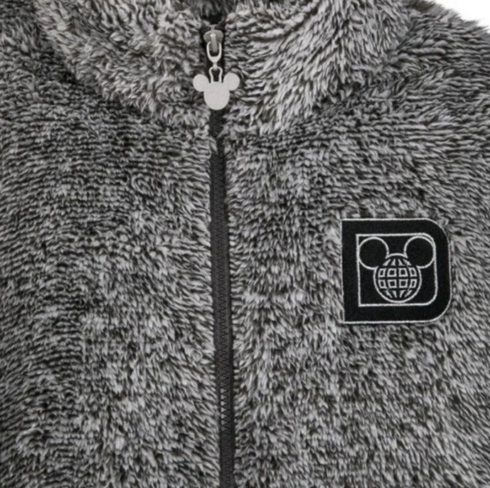 Disney Parks Mickey Mouse Fleece Sherpa Zip Up Jacket D Logo Gray Adult XL NEW