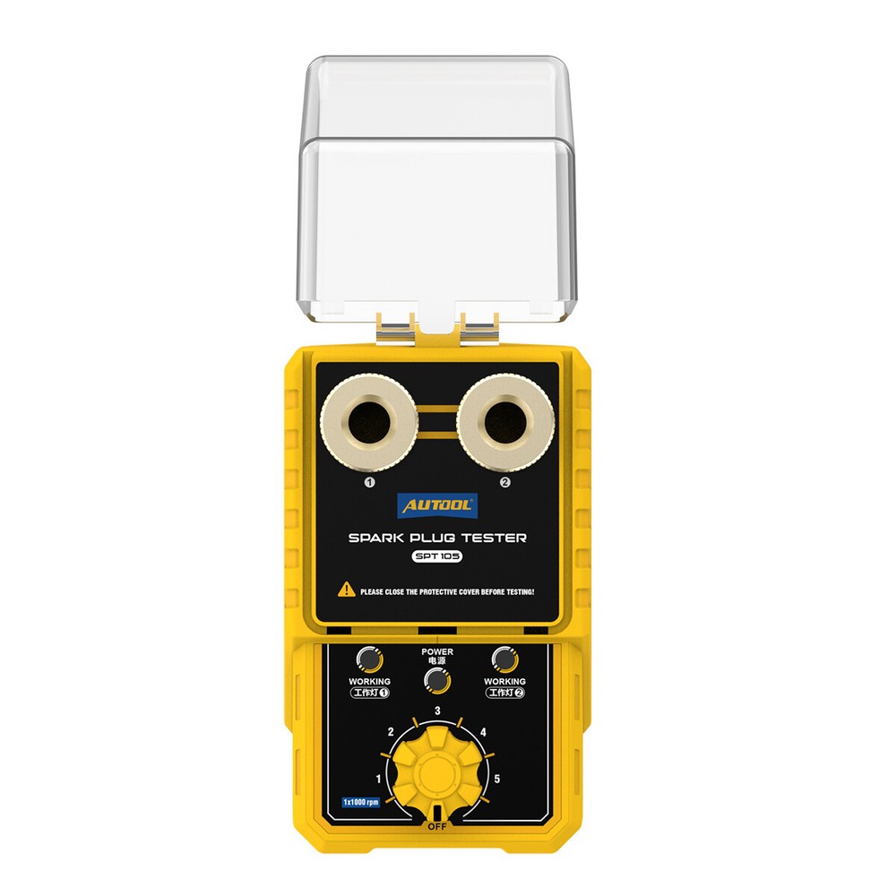 AUTOOL SPT105 Spark Plug Tester, 2HOLE Adjust Height, Car Ignition Analyzer 12V